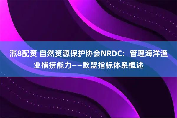 涨8配资 自然资源保护协会NRDC：管理海洋渔业捕捞能力——欧盟指标体系概述